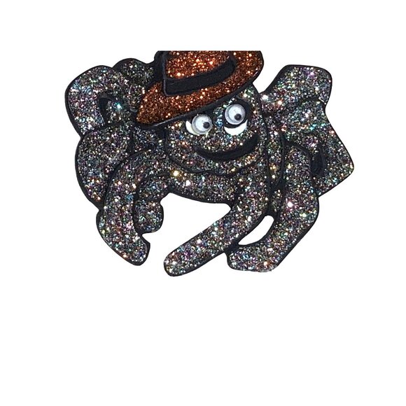 Halloween Glittery Spider Brooch With Orange Hat & Googly Eyes - Picture 13 of 15